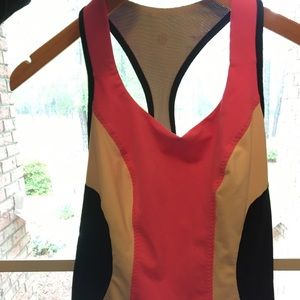 Pink & black color block lulu lemon tank